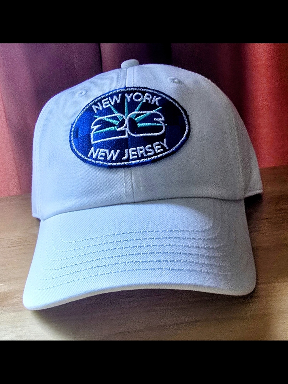 T.J.Maxx White  Baseball Cap with Blue & Teal Embroidered Patch